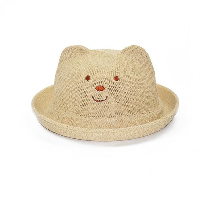 La versión coreana de los niños de los oídos de gato del sombrero del verano del niño del oso