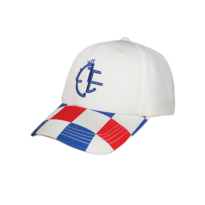 El sombrero de béisbol blanco de la tela cruzada de algodón del borde de la sublimación N del color modificó color/tamaño para requisitos particulares