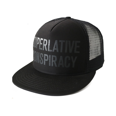 Sombreros impresos pantalla del Snapback de la malla, tamaño negro para hombre del adulto de los sombreros del Snapback