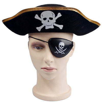 Sombrero negro decorativo del pirata de Halloween, cráneo enrrollado único de los sombreros del festival modelado