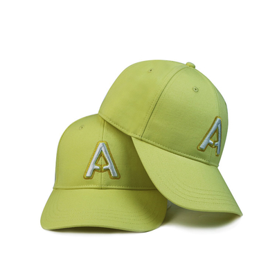 Poliéster verde con 6 paneles de pelota de béisbol visor plano / gorras de golf de algodón