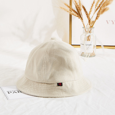 Color crema unisex del sombrero de Terry Cloth Soft Fabric Bucket del invierno