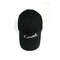 6 Panel Béisbol de algodón negro Sombrero de béisbol ajustable con logotipo bordado