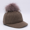 Sombreros de béisbol superiores del invierno de las lanas, sombreros para hombre de la gorrita tejida de Pom Pom de la piel real del mapache