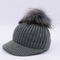 Sombreros de béisbol superiores del invierno de las lanas, sombreros para hombre de la gorrita tejida de Pom Pom de la piel real del mapache
