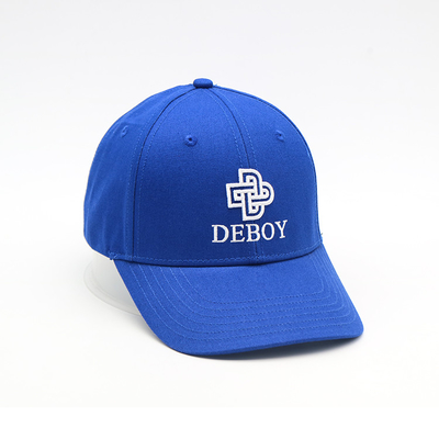 Sombrero curvado tela cruzada de algodón bordado azul plano del borde de 6 gorras de béisbol de los paneles 3D 100%