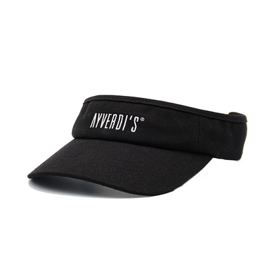 Gorra de visera de verano de 58 cm, tela de lona, ​​tamaño adulto, logotipo bordado de Color negro