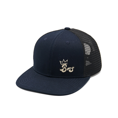 Corona plana del alto nivel del casquillo de 5 del panel de Bill Mesh Snap Back Trucker Hat deportes del béisbol