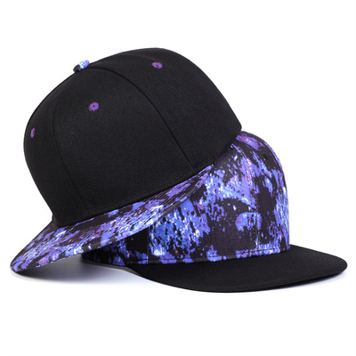 Impresión de cielo estrellado de alta calidad Sombrero Snapback Diseño de logotipo personalizado Sombreros de factura plana Sombreros de 6 paneles Sombrero Snapback