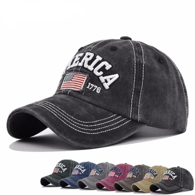 Fabricante de gorras Mayorista 6 Caps de béisbol de panel Personalizado 3d Logotipo de bordado americano de algodón lavado Sombreros de papá