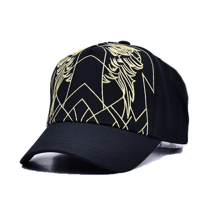 Sombrero de béisbol negro de lujo unisex Gorras bordadas Logotipo personalizado 5 paneles Sombrero de béisbol de algodón