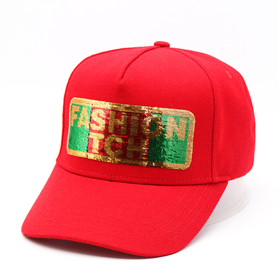Sombreros de béisbol de 6 paneles de algodón 100% para mujer de verano de alta calidad, gorra de béisbol con lentejuelas personalizadas