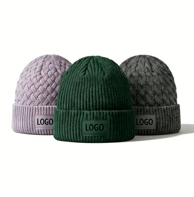 Colores personalizables Sombrero de gorro de punto unisex con sombrero para adultos Circunferencia para el calor del invierno