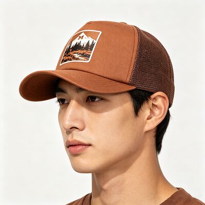 Gorra de camionero con banda para el sudor de algodón con 6 o ojales personalizados, paneles de malla duraderos, cierre ajustable a presión, perfecto para actividades al aire libre.