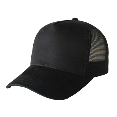 el sombrero del camionero del poliéster del tamaño de los 58cm/todo el sombrero negro del camionero bordó el modelo