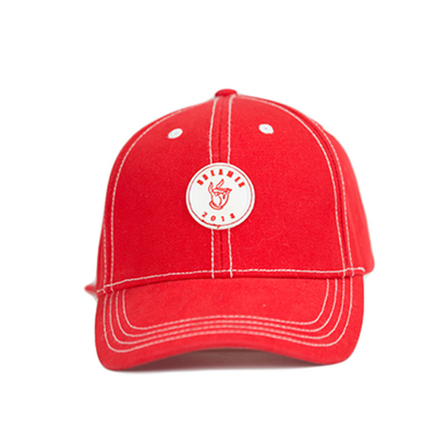Adjustable Fashion Style Customize Red 6-Panel Embroidery Woven Patch Logo Baseball Caps Hats