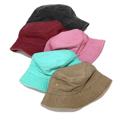 Suavidad 100% del algodón del sombrero de Grey Red Black Fisherman Bucket del adulto los 58CM