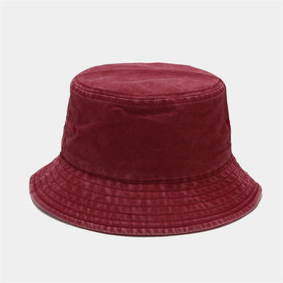 Suavidad 100% del algodón del sombrero de Grey Red Black Fisherman Bucket del adulto los 58CM