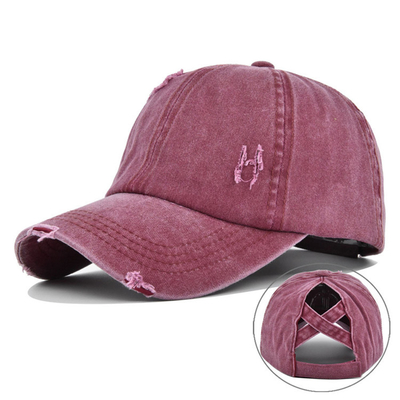 Gorra de béisbol ajustable apenada lavada del alto sombrero de la cola de caballo del tejano de algodón de las mujeres