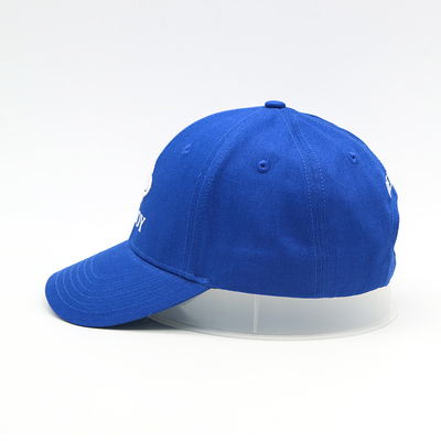 Sombrero curvado tela cruzada de algodón bordado azul plano del borde de 6 gorras de béisbol de los paneles 3D 100%