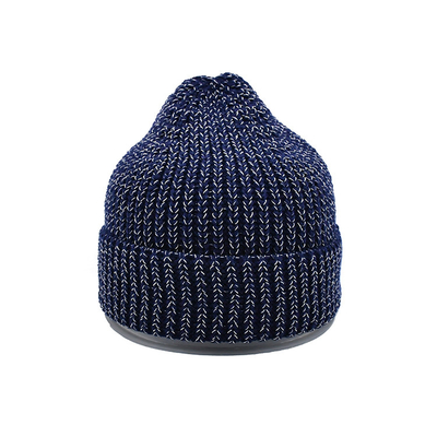 calientes suaves del cráneo del punto de Beanie Hat Men Reflective Yarn del invierno de los 60cm pliegan el puño Beanie Caps diario