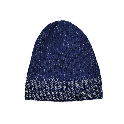 calientes suaves del cráneo del punto de Beanie Hat Men Reflective Yarn del invierno de los 60cm pliegan el puño Beanie Caps diario