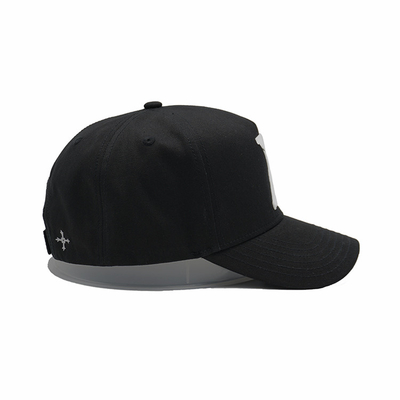 Gorra de béisbol ajustable estructurada de 5 paneles Texto bordado con hebilla de metal