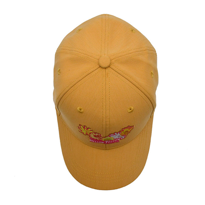 Los 6 paneles ajustables bordaron color amarillo de las gorras de béisbol los 60cm