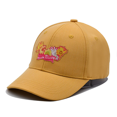 Los 6 paneles ajustables bordaron color amarillo de las gorras de béisbol los 60cm