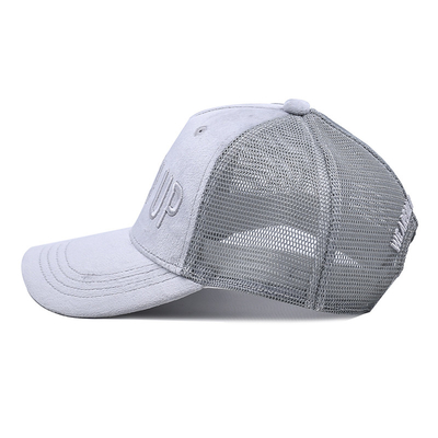 5 sombrero del camionero de Mesh Trucker Caps Custom Suede del ante del bordado del panel 3D