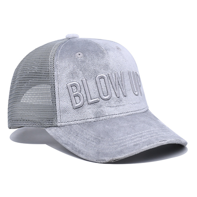 5 sombrero del camionero de Mesh Trucker Caps Custom Suede del ante del bordado del panel 3D