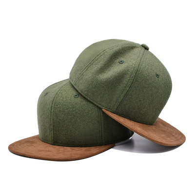 Sombrero del Snapback de dos Tone Army Green Melton Wool con el borde del ante