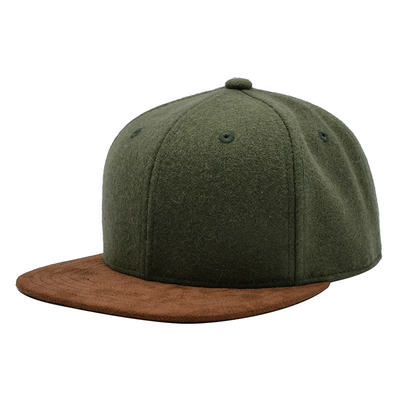 Sombrero del Snapback de dos Tone Army Green Melton Wool con el borde del ante