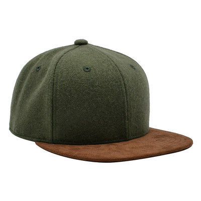 Sombrero del Snapback de dos Tone Army Green Melton Wool con el borde del ante