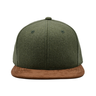 Sombrero del Snapback de dos Tone Army Green Melton Wool con el borde del ante
