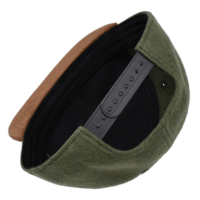 Sombrero del Snapback de dos Tone Army Green Melton Wool con el borde del ante