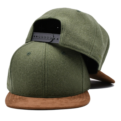 Sombrero del Snapback de dos Tone Army Green Melton Wool con el borde del ante