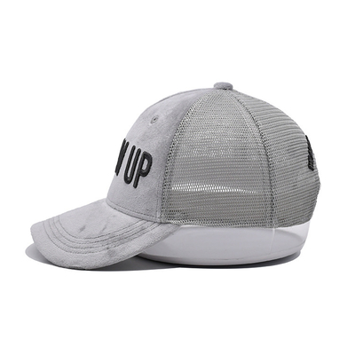 Gray Suede Trucker Hat 3d bordó 5 el panel Mesh Cap