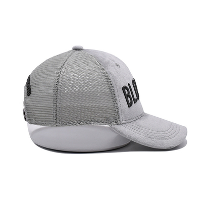 Gray Suede Trucker Hat 3d bordó 5 el panel Mesh Cap