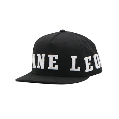 Sombrero plano negro del Snapback del visera de la alta durabilidad con el logotipo bordado