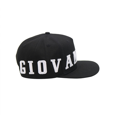 Sombrero plano negro del Snapback del visera de la alta durabilidad con el logotipo bordado