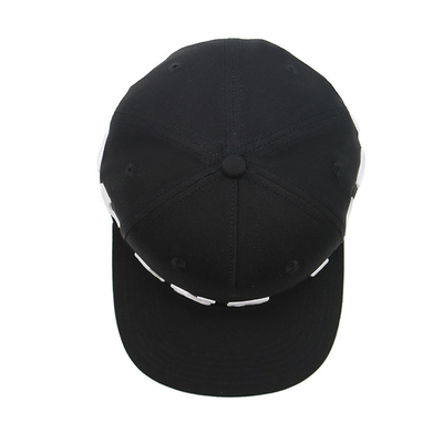 Sombrero plano negro del Snapback del visera de la alta durabilidad con el logotipo bordado