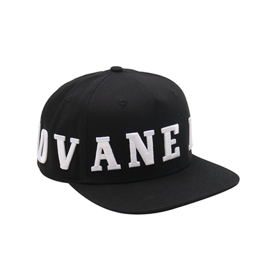 Sombrero plano negro del Snapback del visera de la alta durabilidad con el logotipo bordado