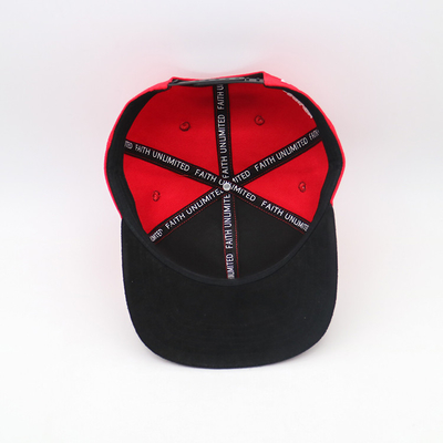 Casquillo rojo del Snapback del algodón del visera plano con el logotipo bordado