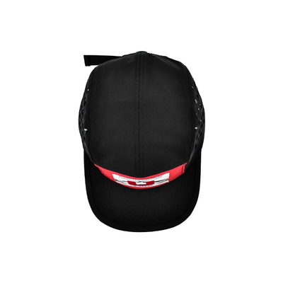 Sombrero de campista de 5 paneles personalizado con etiqueta tejida con logotipo Panel de corte por láser Ects