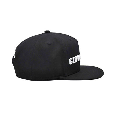 Logo Unisex Black Flat Hats modificado para requisitos particulares con la corona estructurada ajustable