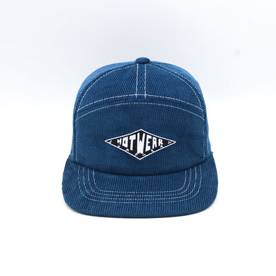 BSCI Custom Hombres de alta calidad 7 Panel Corduroy bordado con bordado de borde plano Parche Logotipo Deportivo Béisbol Snapback Cap