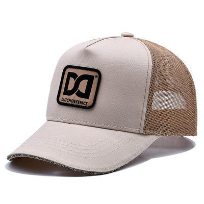 Envase mayorista de malla de algodón personalizado con tapa de camión 5 paneles Impresión a medida Parche bordado visor de sándwich Sombrero de camión de algodón