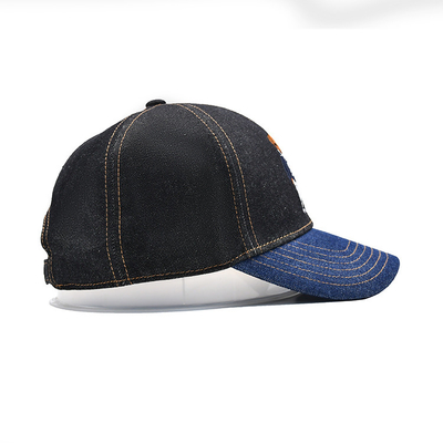 Perfil construido con gorra de béisbol bordada de color personalizado con sudor denim