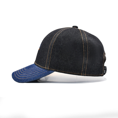 Perfil construido con gorra de béisbol bordada de color personalizado con sudor denim
